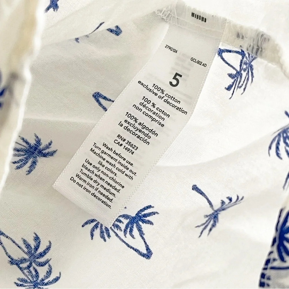 CARTER’S Girl’s Sleeveless Palm Tree Collared Top - Size 5